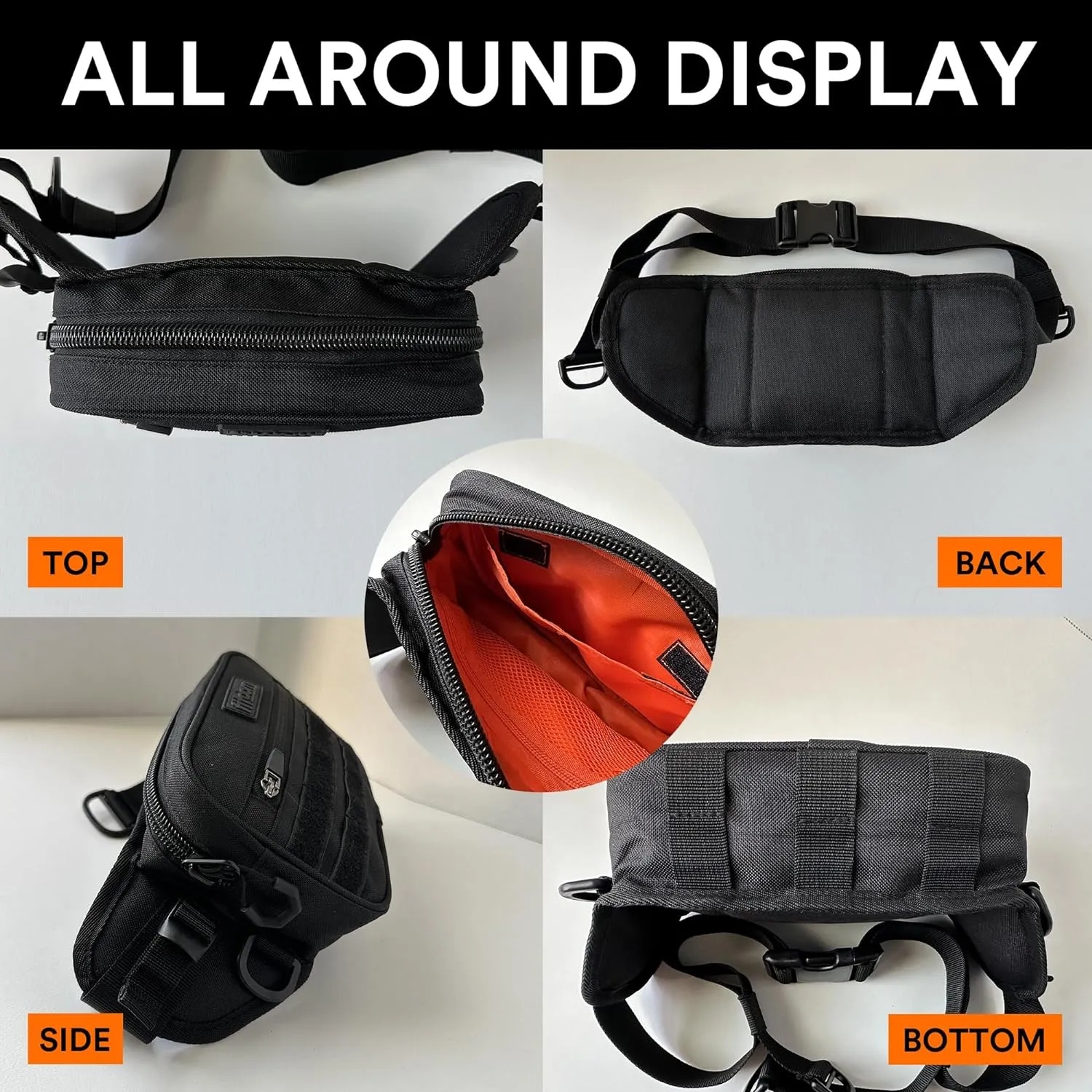 Fitdom Tactical Inspired Compact Fanny Pack For Men. Perfect Techwear Accessories EDC Bag For Men. 2 Pockets Multi-Functional Waist Pack