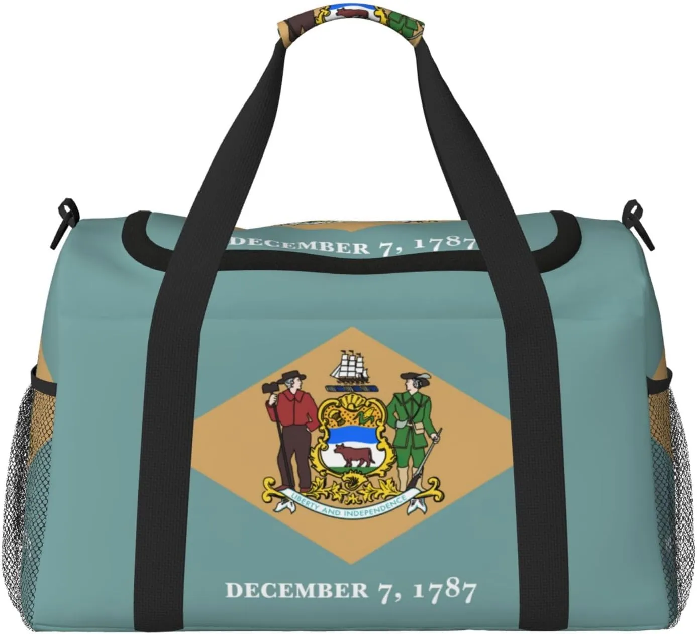 Flag of Delaware print Large Canvas Travel Duffel Bag Weekender Bags for Women Overnight Bag Carry On Tote Bag