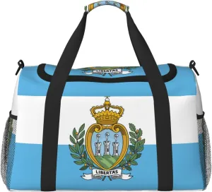Flag of San Marino print Large Canvas Travel Duffel Bag Weekender Bags for Women Overnight Bag Carry On Tote Bag