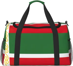 Flag of the Chechen Republic print Large Canvas Travel Duffel Bag Weekender Bags for Women Overnight Bag Carry On Tote Bag