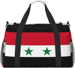 Flag of the Syrian Arab Republic print Large Canvas Travel Duffel Bag Weekender Bags for Women Overnight Bag Carry On Tote Bag