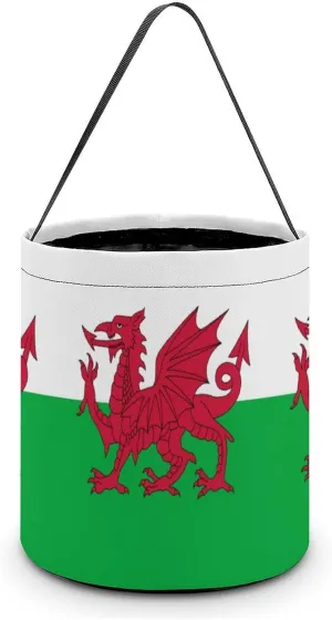 Flag of Wales Welsh Easter Buckets with Handles Egg Hunt Candy Basket Tote Bags Reusable Handbag for Party Easter Decoration