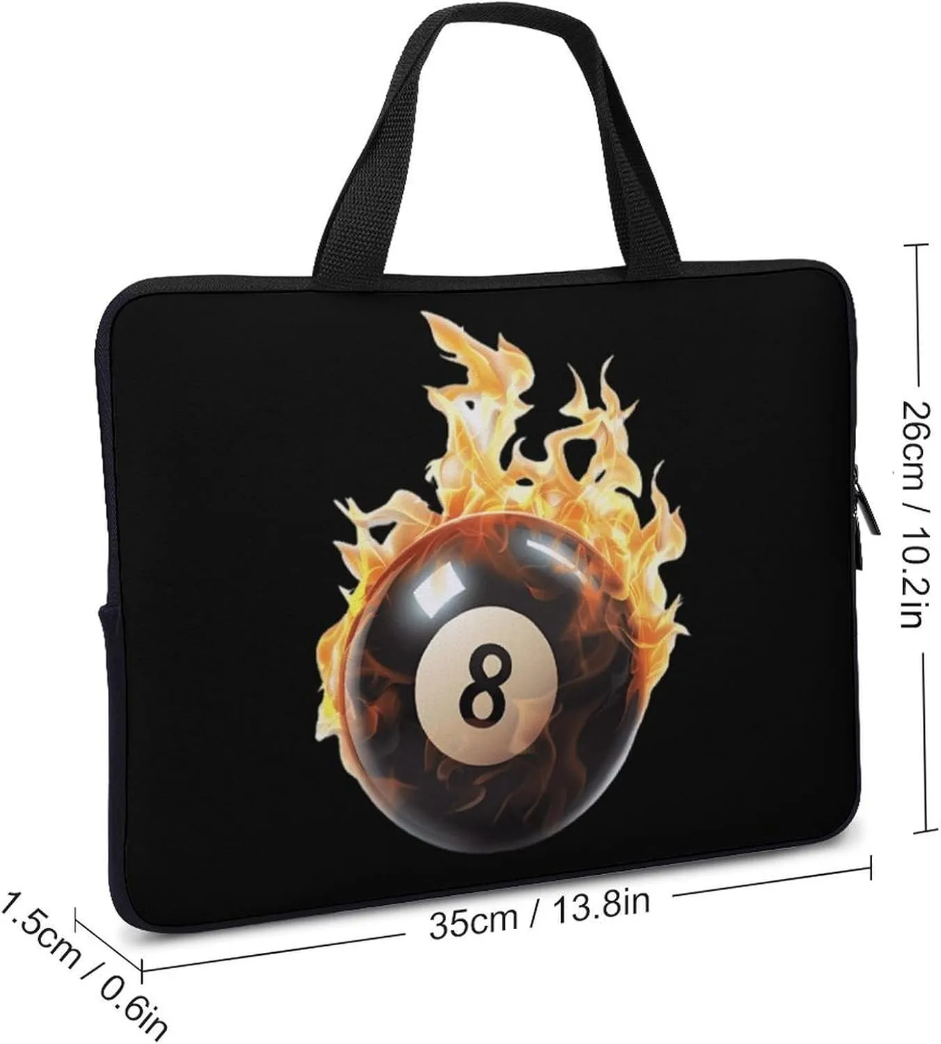 Flaming 8 Ball Billiards Funny Laptop Bag Sleeve Portable Computer Carrying Case Cover Unisex 13inch