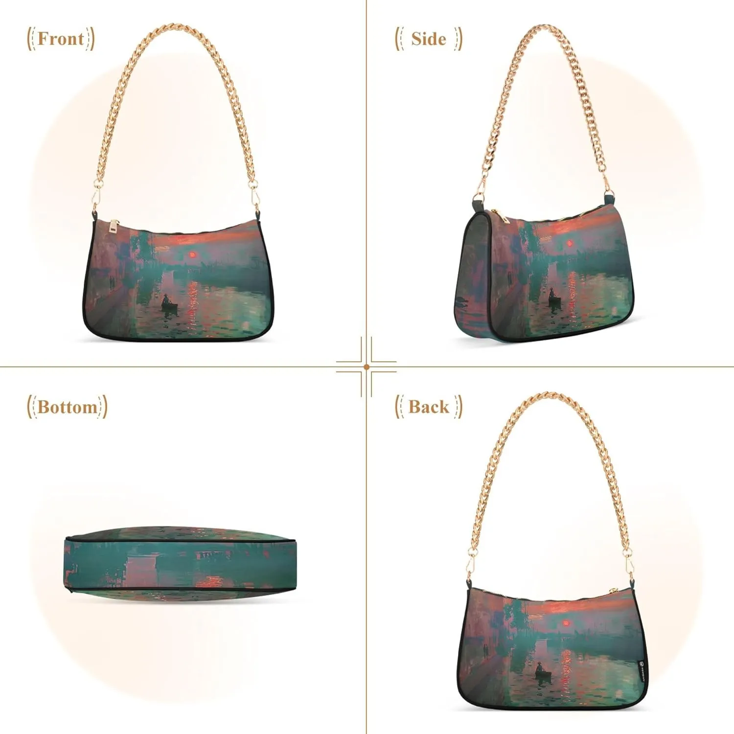 Flamingos Beach Watercolor Women Purse Hobo Party Purses Womens Evening Handbag Chain Ladies Shoulder Bag
