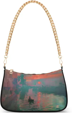 Flamingos Beach Watercolor Women Purse Hobo Party Purses Womens Evening Handbag Chain Ladies Shoulder Bag