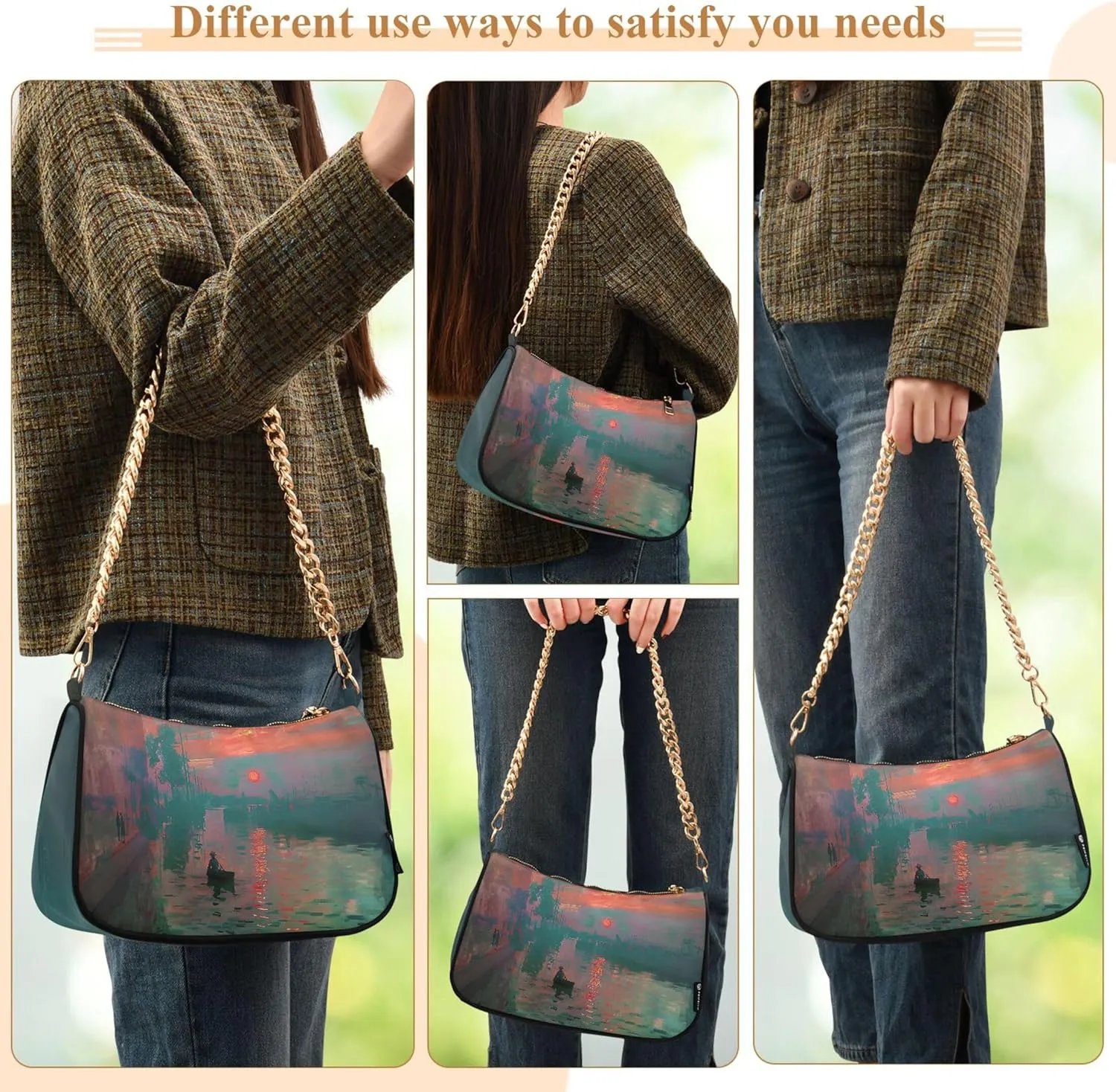 Flamingos Beach Watercolor Women Purse Hobo Party Purses Womens Evening Handbag Chain Ladies Shoulder Bag