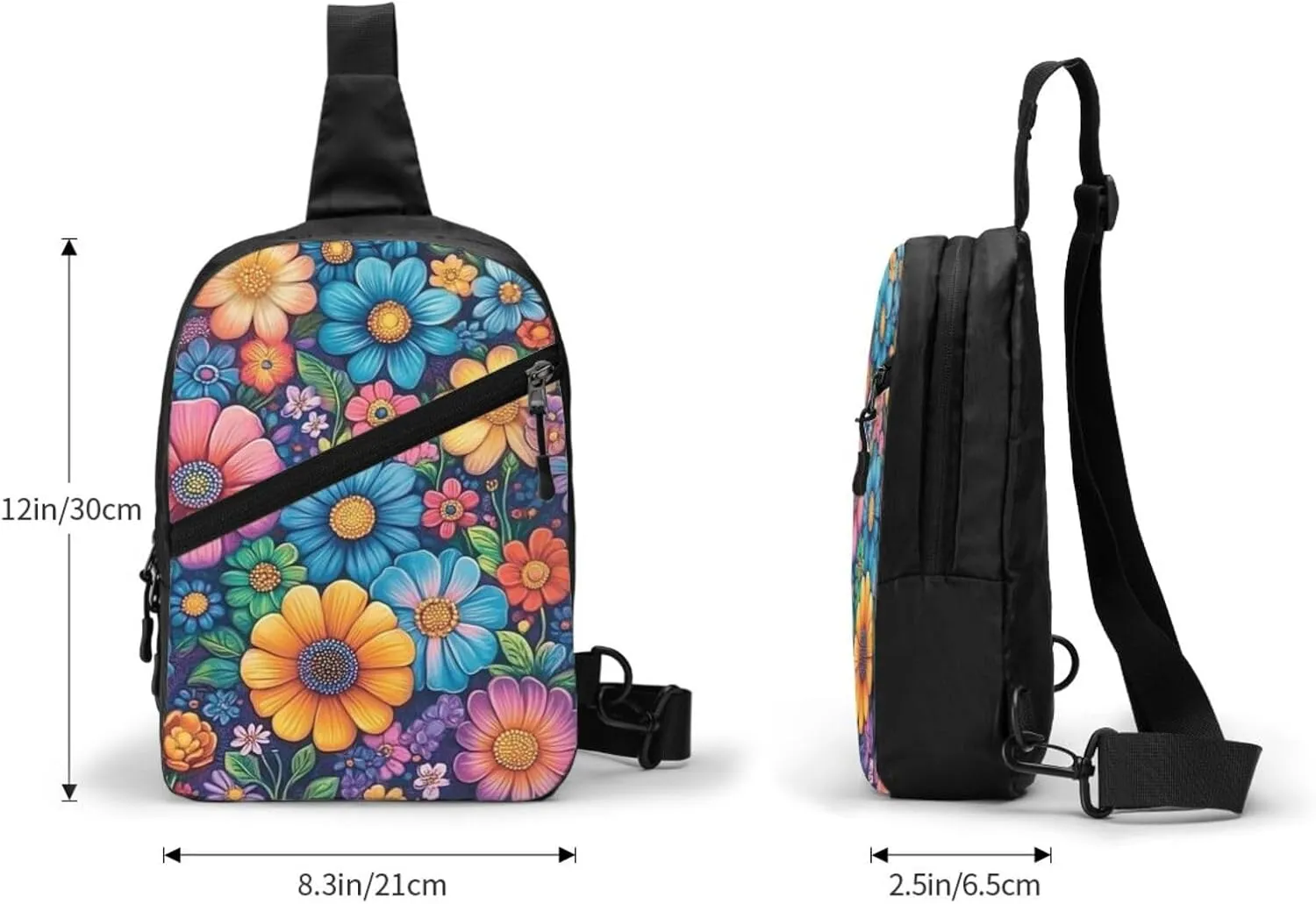 Flower Print Crossbody Bags For Women, Sling Bag For Men, Hiking Backpack Lightweight For Casual Outdoor Travel