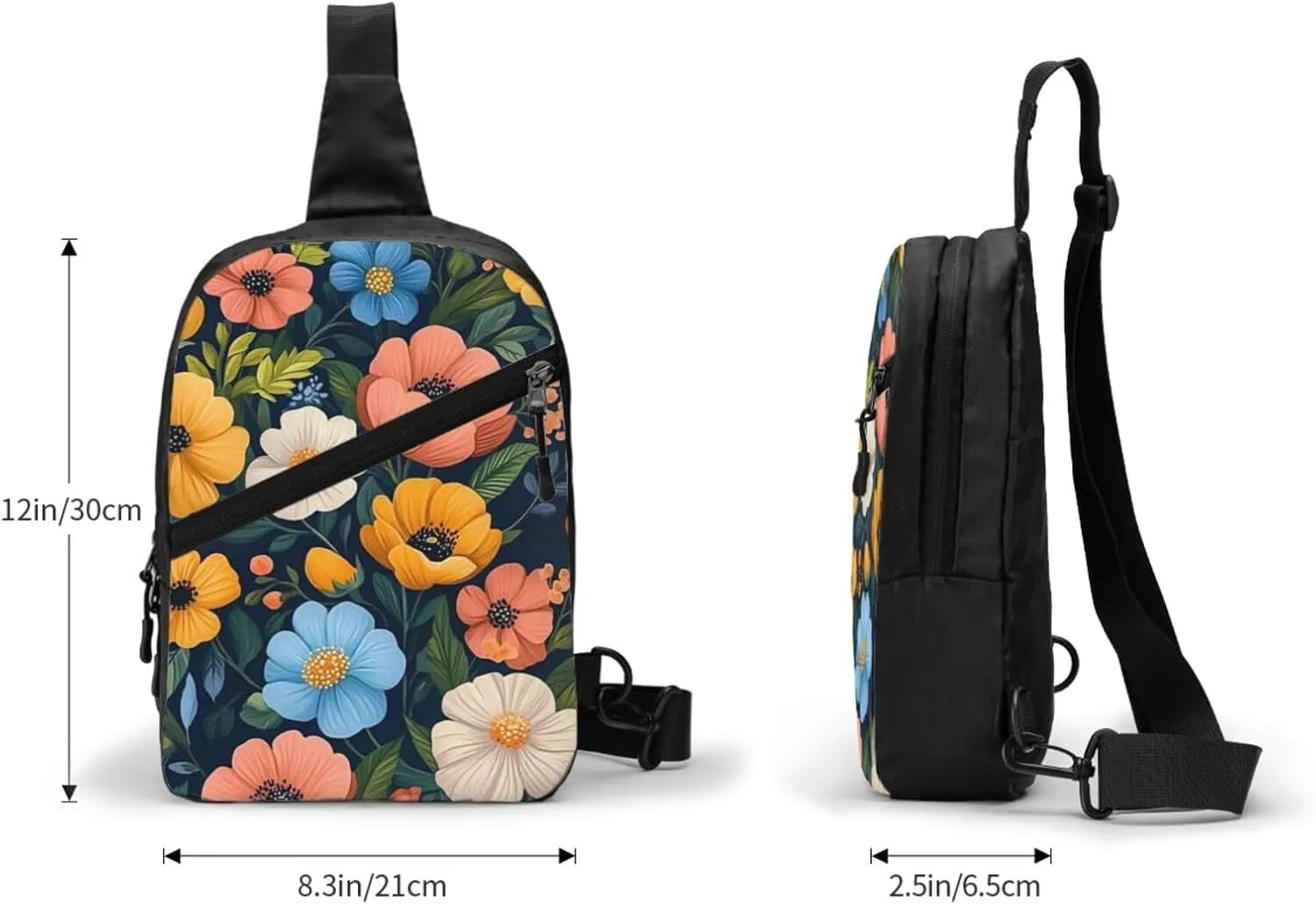 Flower Print Crossbody Bags For Women, Sling Bag For Men, Hiking Backpack Lightweight For Casual Outdoor Travel