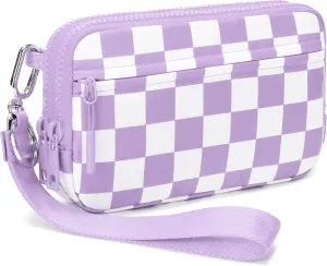 FODOKO Wristlet wallets for women Nylon Quilted Wallet with 4 Zippers,Travel Credit Card,Holder Cell Phone Organizer,coin purse