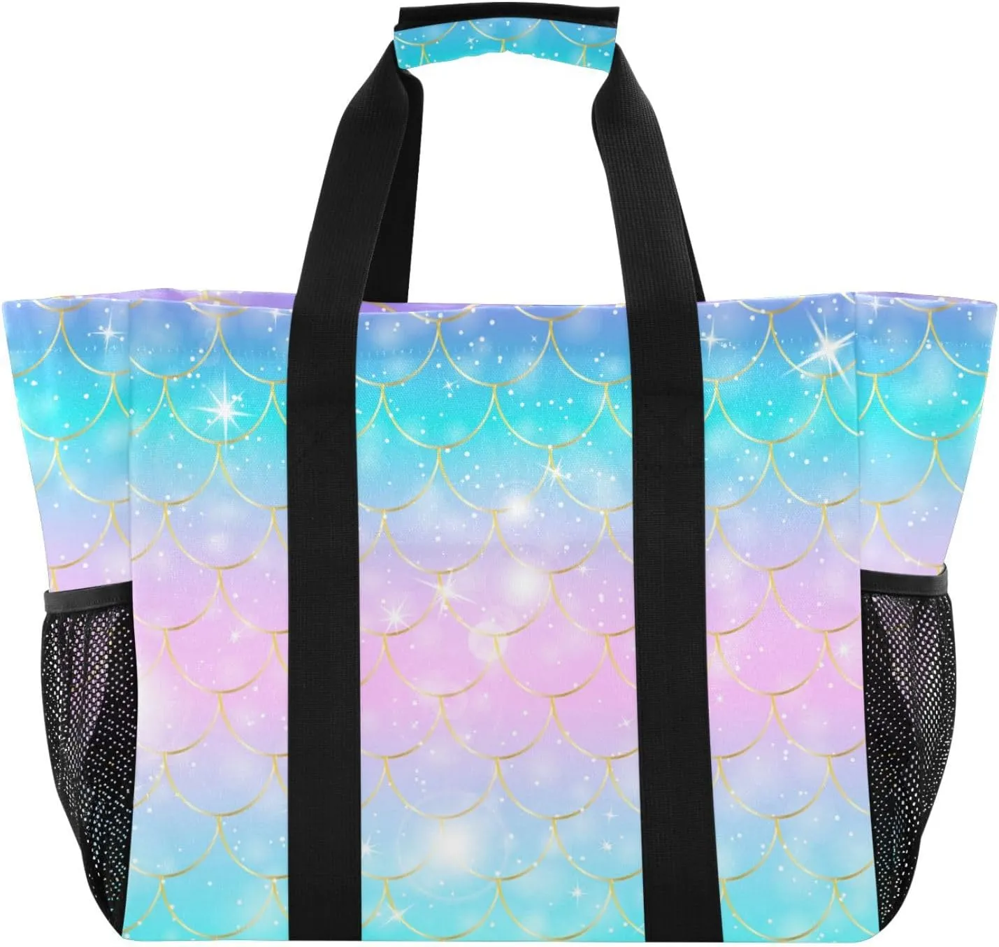 Foldable Grocery Reusable Tote Grocery Bag, Travel Canvas Shoulder Bags, Large Casual Laundry Pool Beach Bag