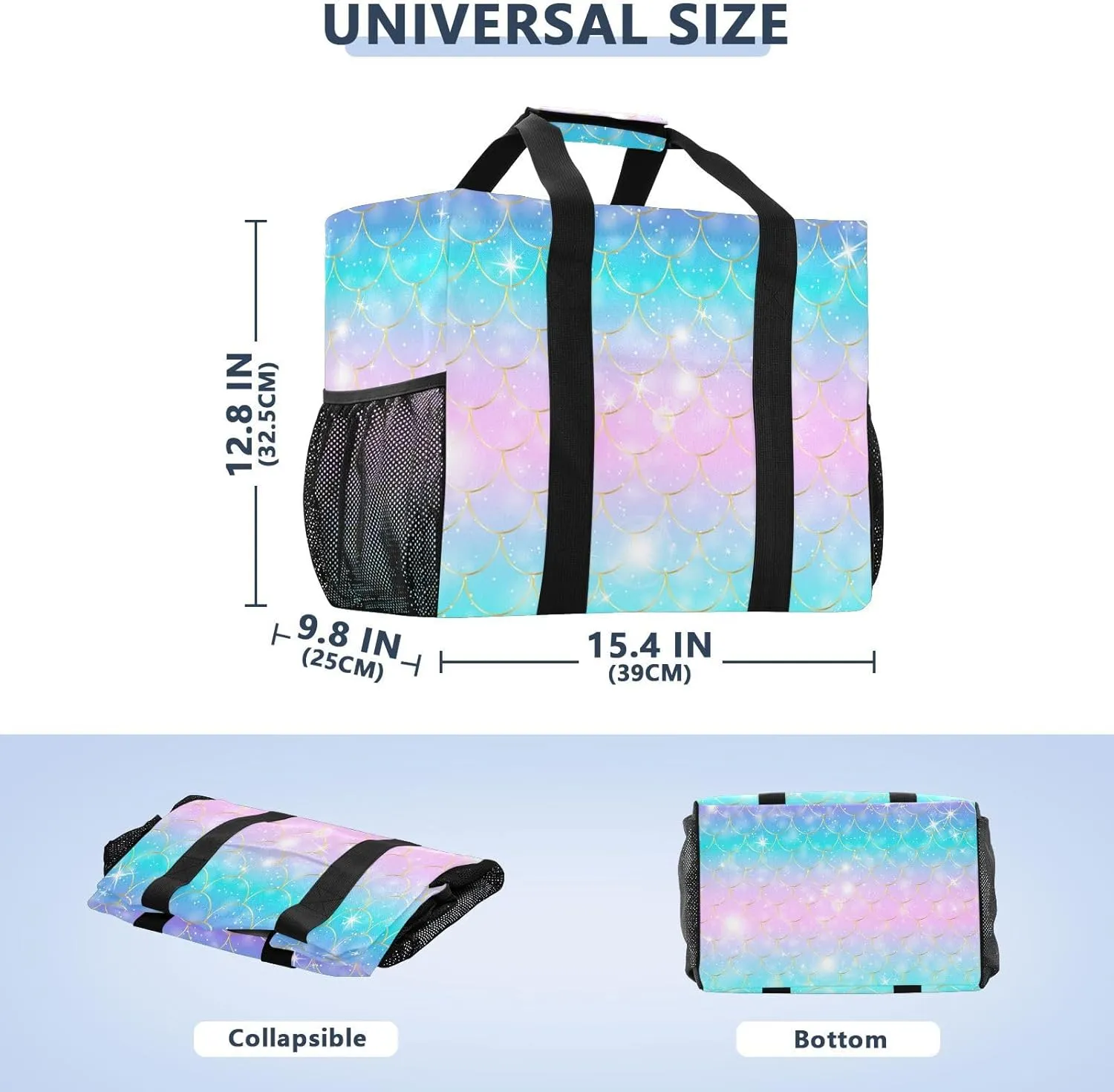 Foldable Grocery Reusable Tote Grocery Bag, Travel Canvas Shoulder Bags, Large Casual Laundry Pool Beach Bag