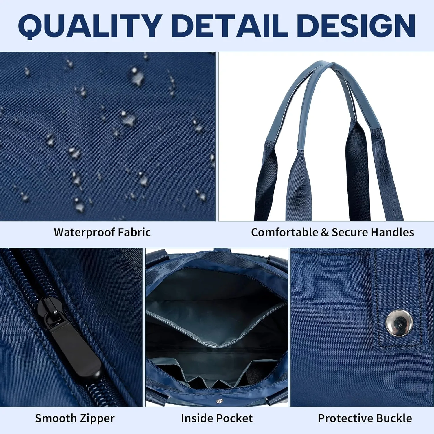 Foldable Tote Bag for Women, Lightweight Shoulder Bag With Compartment and Zipper for Travel, Work, Outdoor