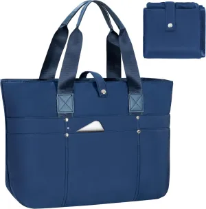 Foldable Tote Bag for Women, Lightweight Shoulder Bag With Compartment and Zipper for Travel, Work, Outdoor