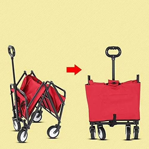 Foldable Trolley,Transport Trolley,Portable Shopping Folding Trolley,Four-Wheeled Hand Push Small Trolley