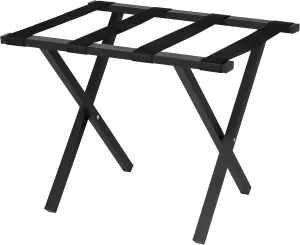 Folding Luggage Rack - Square Tube Metal Suitcase Stand for Guest Bedroom, Hotel Room, Bag Storage, Backpack - Good for Rental Properties, Condos, Tight Spaces - (Black)