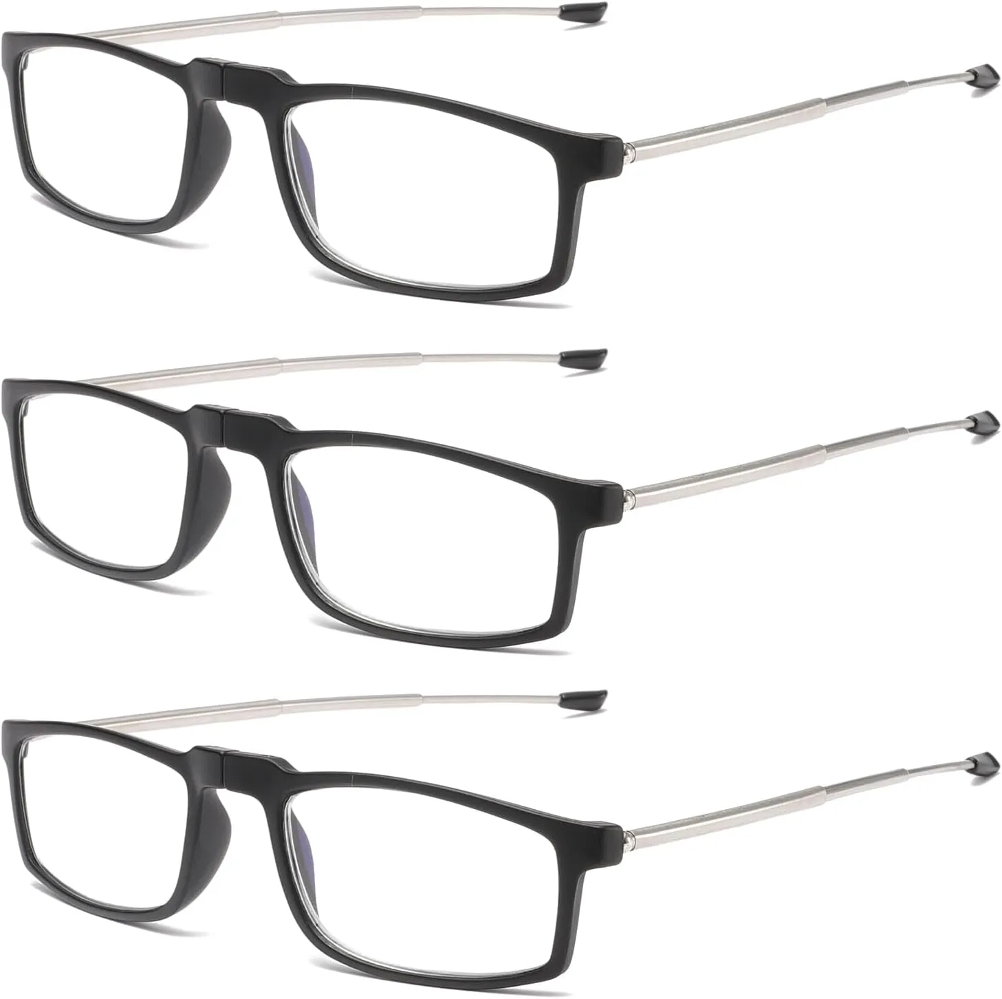 Folding Reading Glasses for Women Men, Keychain Bags Compact Readers Blue Light Portable Pocket Glasses (Black,  1.50)