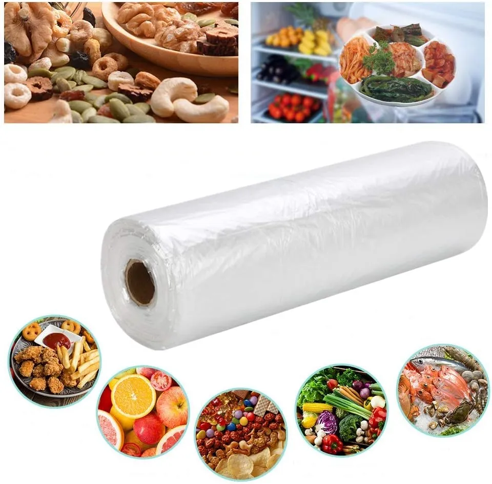 Food Storage Bags - 16 x 20 Plastic Produce Bags, Clear, 350 per Roll - Ideal for Fruits, Vegetables, Bread and Groceries