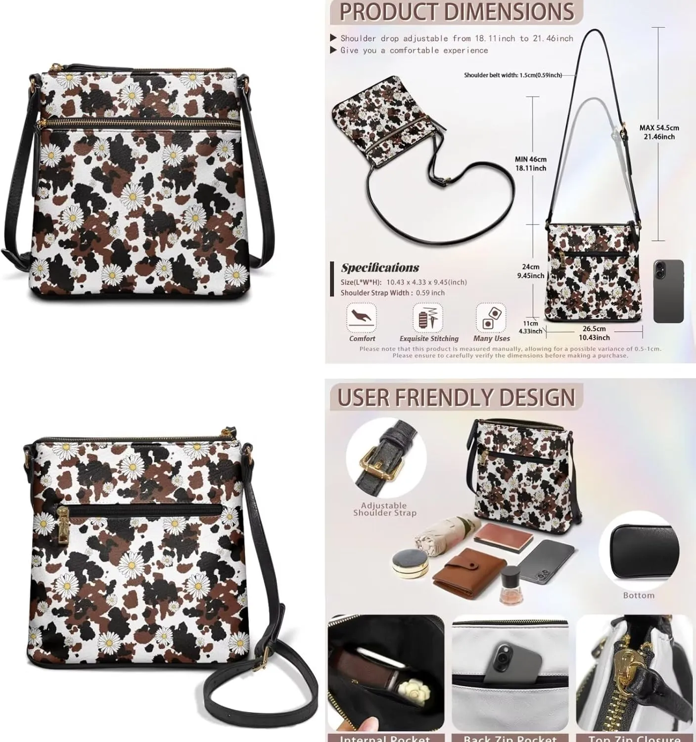 FOR U DESIGNS Hobo Bags for Women Satchel Purses and Handbags Leather Crossbody Purse and Wallet Set