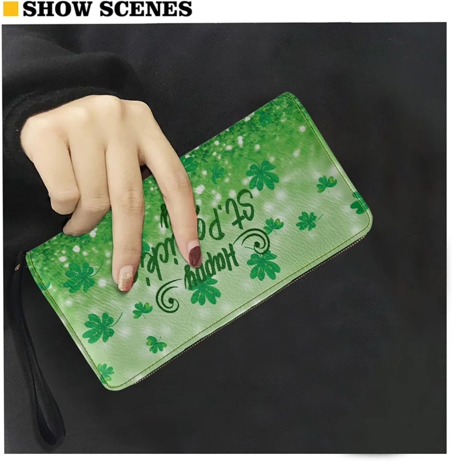 FOR U DESIGNS Travel Crossbody Bags for Women Leather Hobo Bags St. Patrick's Day Green Leaves Purse and Wallet Set