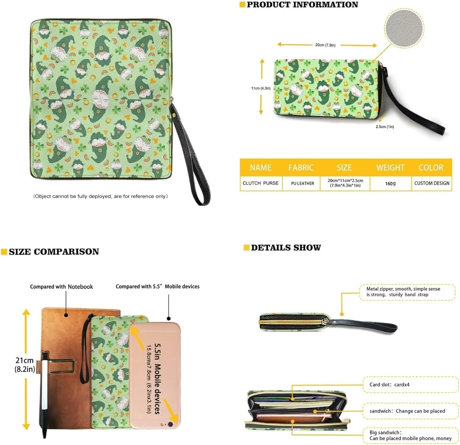 FOR U DESIGNS Travel Crossbody Bags for Women Leather Hobo Bags St. Patrick's Day Green Leaves Purse and Wallet Set