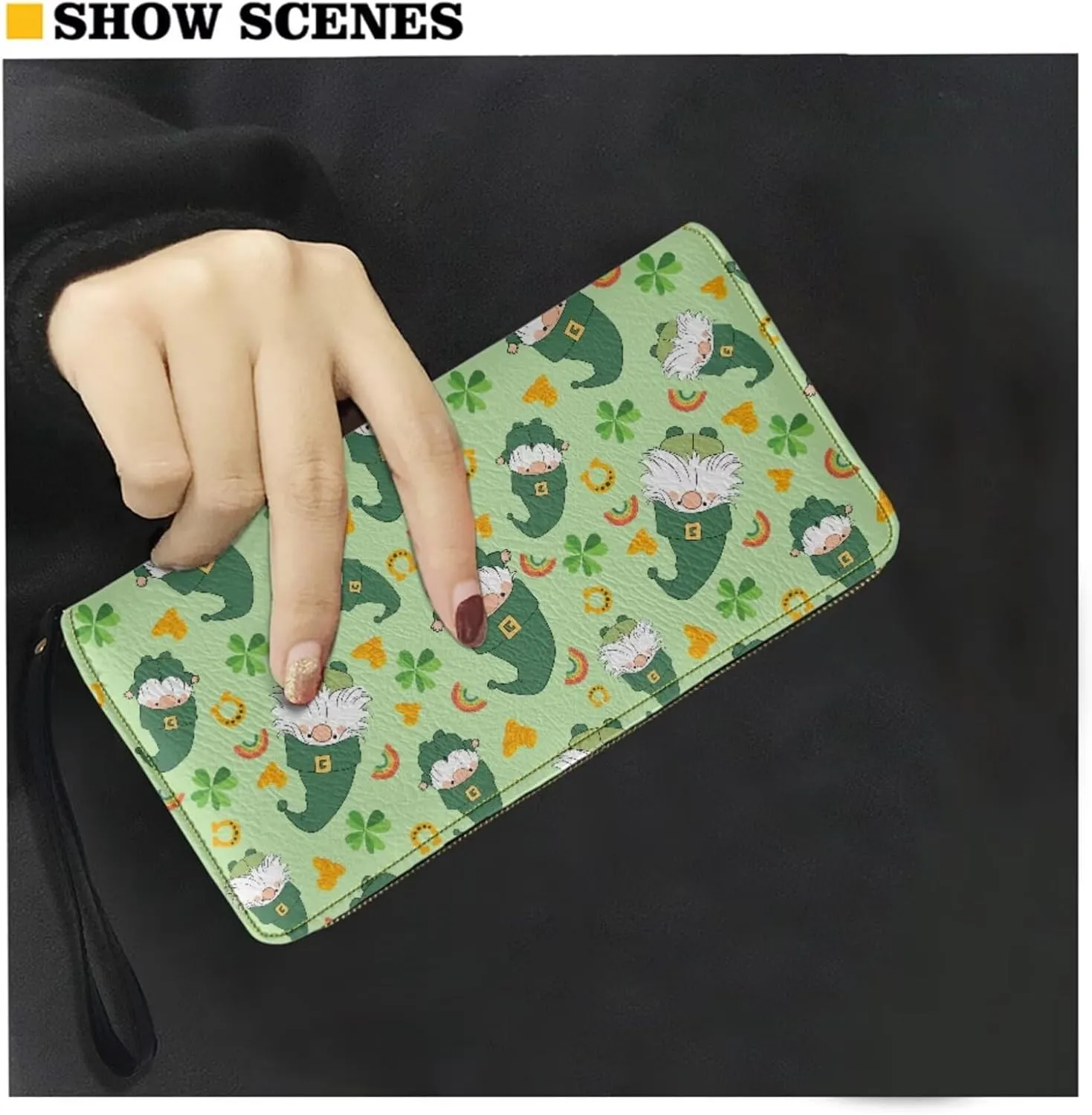 FOR U DESIGNS Travel Crossbody Bags for Women Leather Hobo Bags St. Patrick's Day Green Leaves Purse and Wallet Set