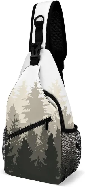 Forest-panorama-print Crossbody Sling Backpack, Shoulder Bag Chest Bag for Travel Sport Running