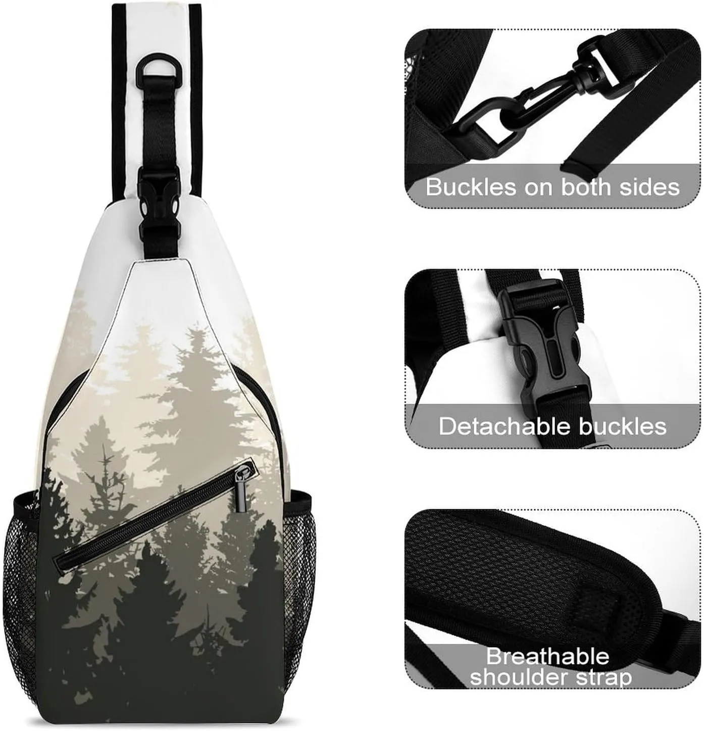 Forest-panorama-print Crossbody Sling Backpack, Shoulder Bag Chest Bag for Travel Sport Running