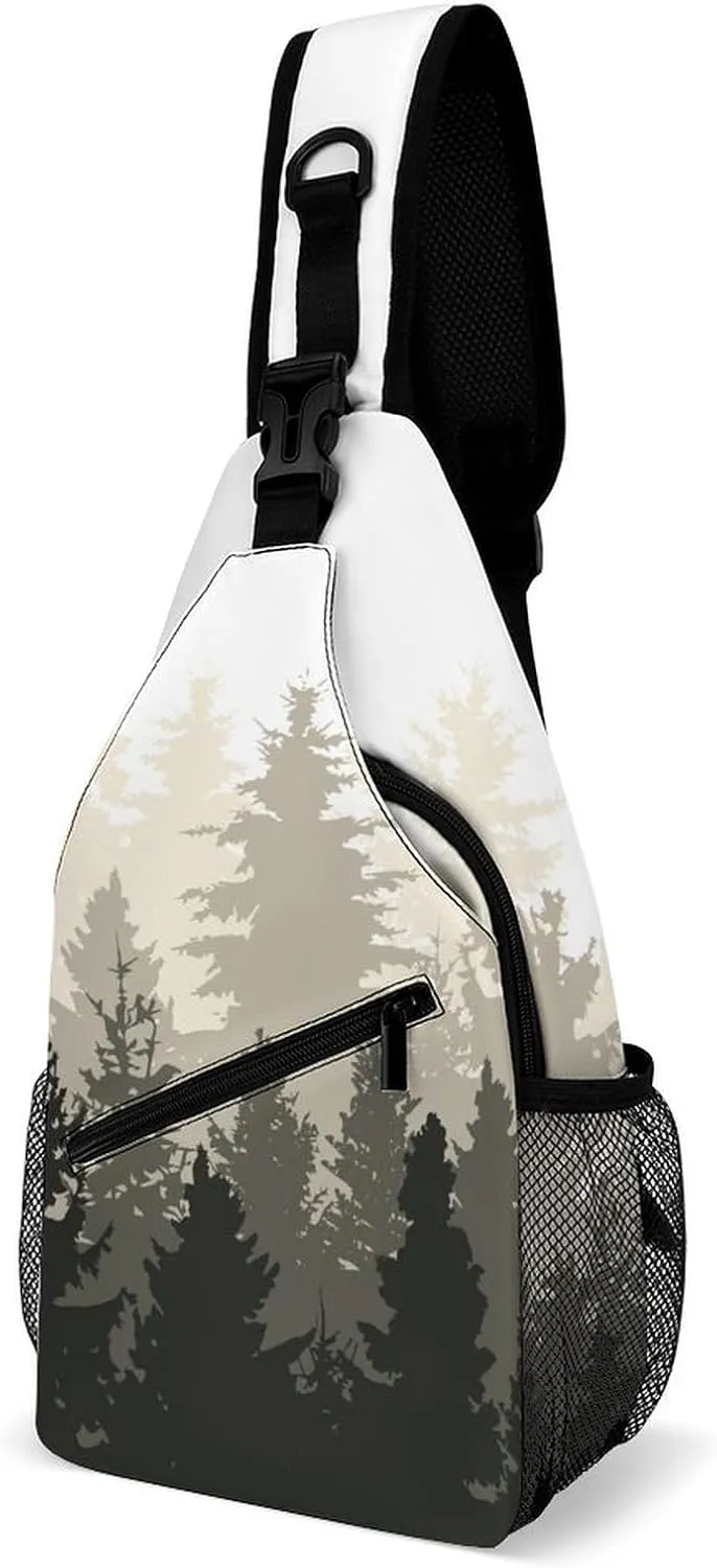 Forest-panorama-print Crossbody Sling Backpack, Shoulder Bag Chest Bag for Travel Sport Running