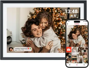 Frameo 10.1 in Smart WiFi Digital Photo Frame,Electronic Picture Frame Slideshow Send Photos from Anywhere with Frameo,1280 * 800 IPS Touch Screen Picture Frame for Gifts