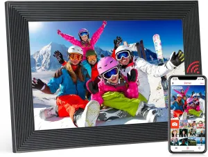 Frameo 10.1 Inch Digital Picture Frame - 1280x800 IPS HD Display, WiFi Cloud & App Control, Touch Screen, 32GB Built-in Storage, Auto-Rotate Portrait/Landscape, Remote Photo Upload (Black)