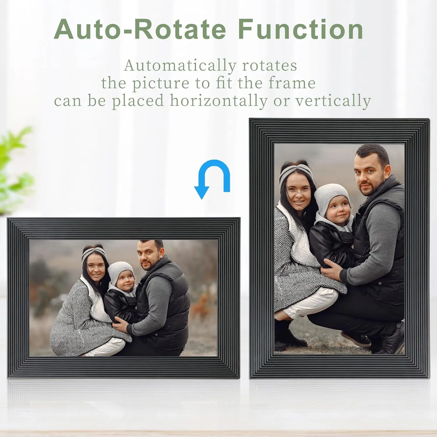 Frameo 10.1 Inch Digital Picture Frame - 1280x800 IPS HD Display, WiFi Cloud & App Control, Touch Screen, 32GB Built-in Storage, Auto-Rotate Portrait/Landscape, Remote Photo Upload (Black)