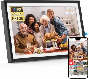 Frameo 10.1 inch Digital Picture Frame, Smart WiFi Digital Photo Frame with 32G Memory, HD Touch Screen, Auto-Rotate, Slideshow, Easy Setup, Share Photos and Videos Anywhere