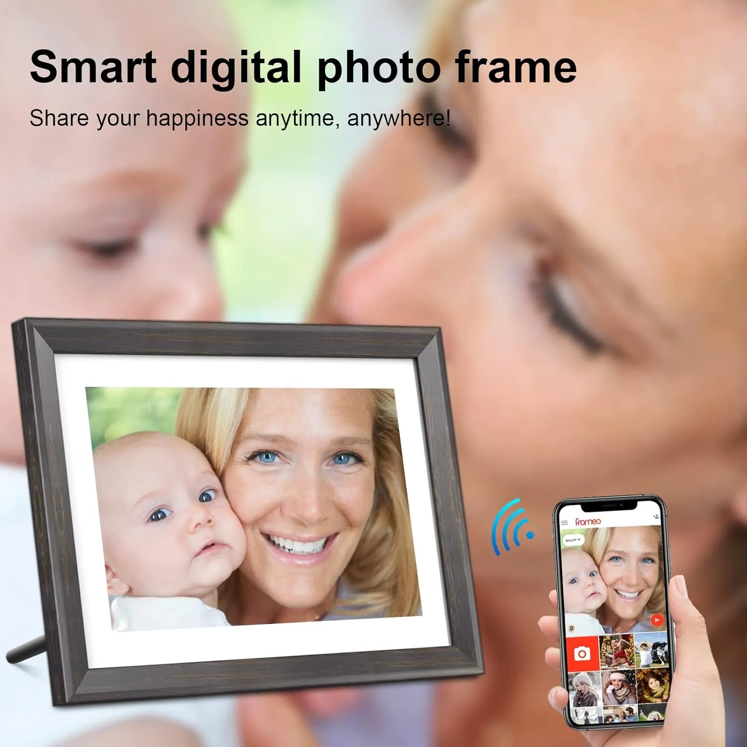 Frameo Digital Picture Frame WiFi 10.1 inch IPS Touch Screen HD Display,16GB Storage, Auto-Rotate,Easy Setup to Share Photos or Videos via Frameo APP