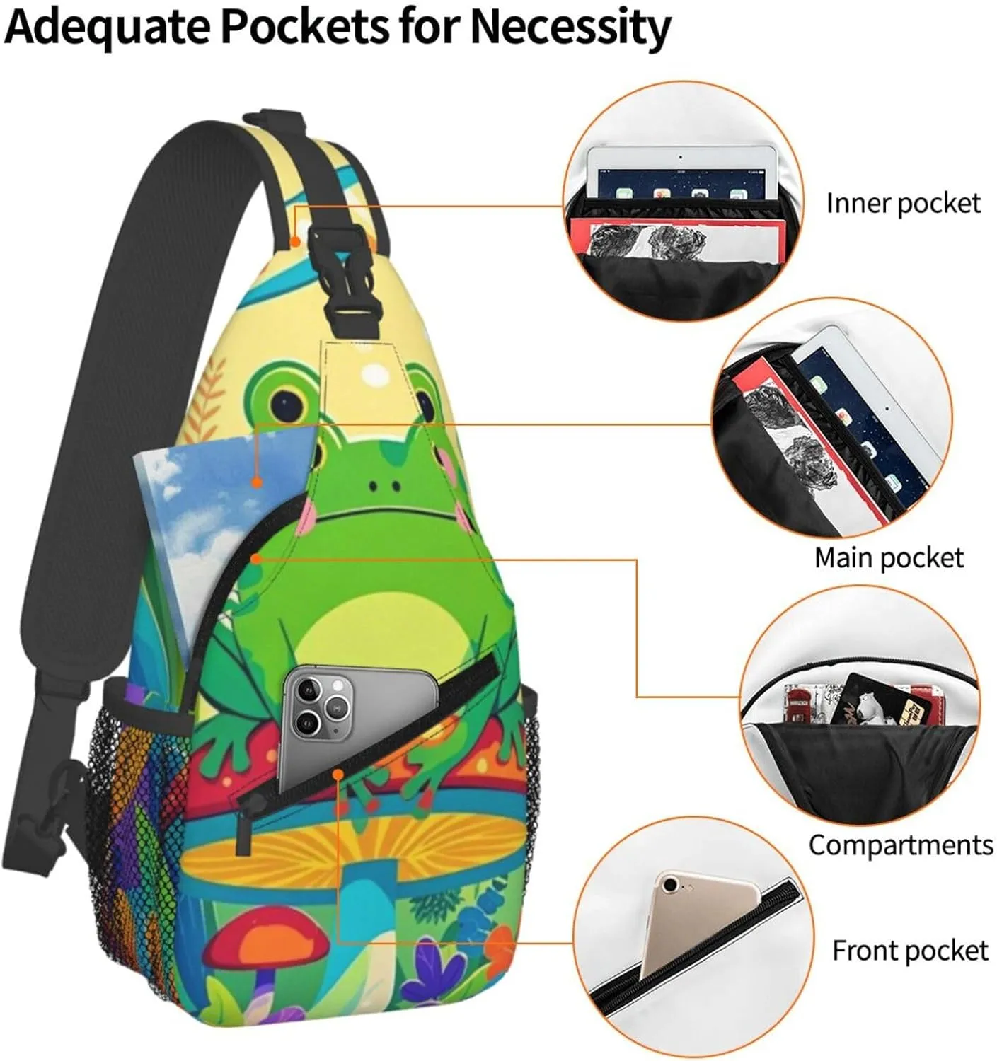Frog and Pond Crossbody Bags Cross Chest Bag Adjustable Sling Backpack for Women Men