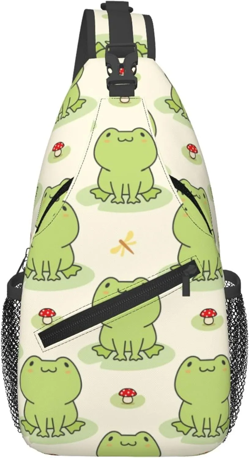Frog Sling Bag, Cute animal Crossbody Shoulder Backpack Chest Bag Travel Casual Daypacks for Women Men