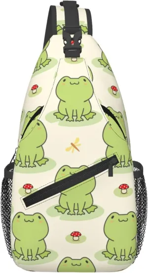 Frog Sling Bag, Cute animal Crossbody Shoulder Backpack Chest Bag Travel Casual Daypacks for Women Men