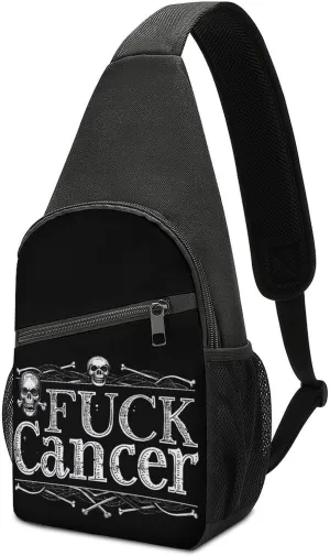 Fuck Cancer Skull Crossbones Breast Cancer Crossbody Sling Bags Chest Shoulder Backpack DayPack Handbag