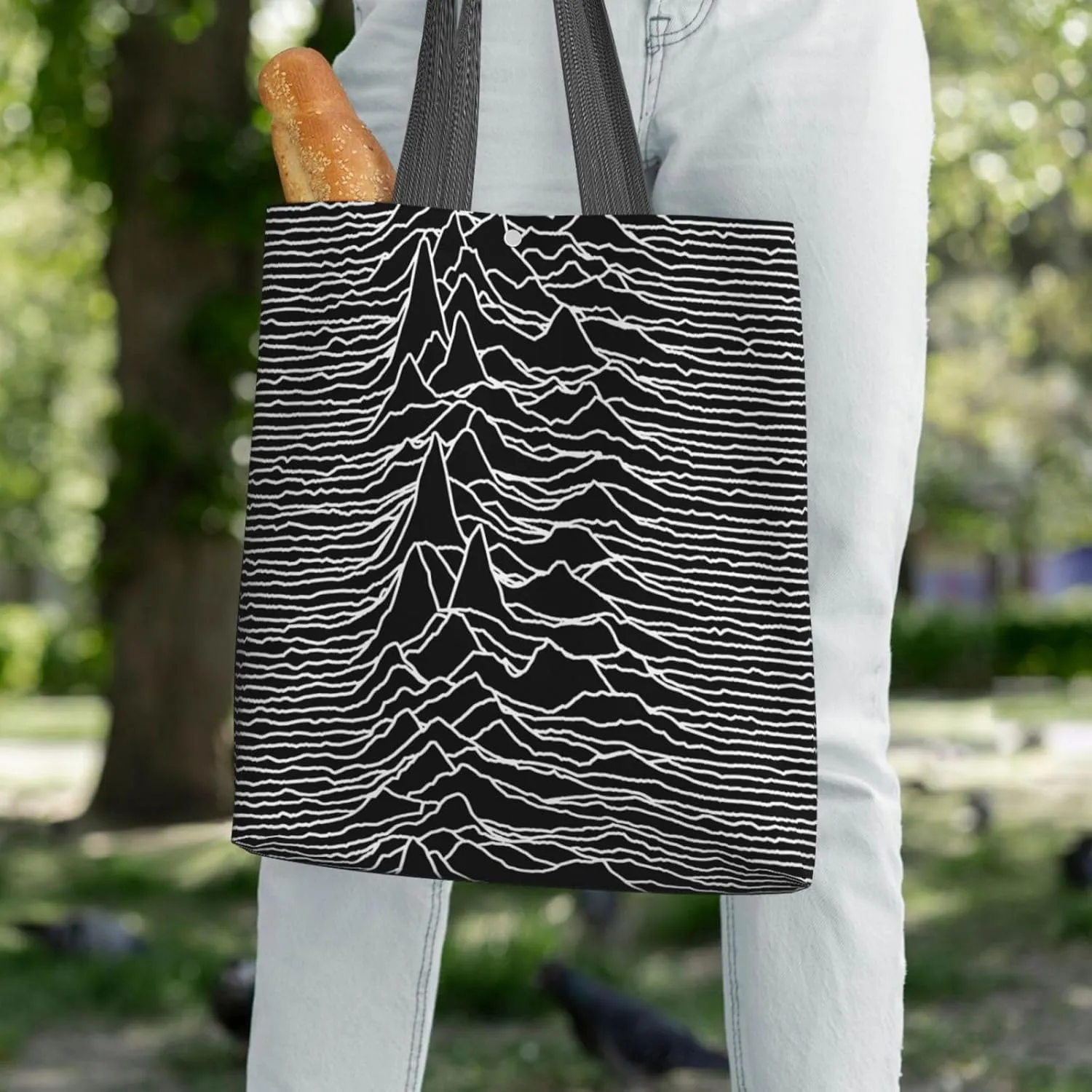 Fun Geometric Lines Green Canvas Totes Bag Shoulder Bags Shopping Crossbody Work Bag 13.8 X 15.4 inch