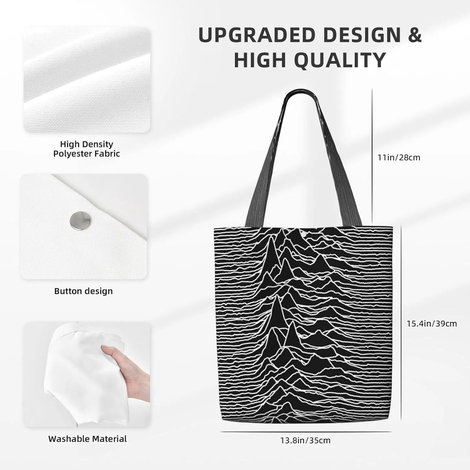 Fun Geometric Lines Green Canvas Totes Bag Shoulder Bags Shopping Crossbody Work Bag 13.8 X 15.4 inch