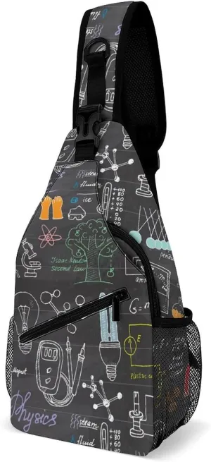Funny Physics Science Printed Crossbody Bags Casual Sling Backpack with Adjustable Strap for Women Men