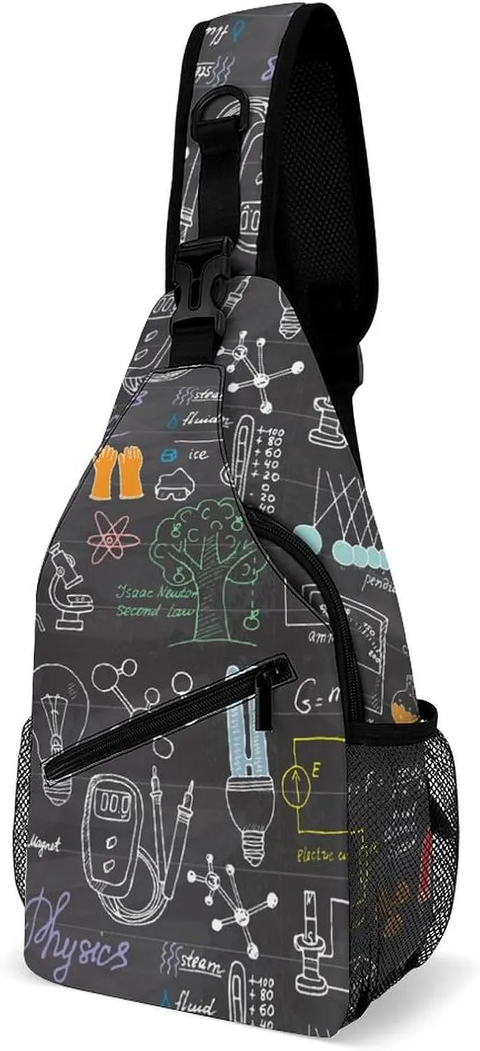 Funny Physics Science Printed Crossbody Bags Casual Sling Backpack with Adjustable Strap for Women Men