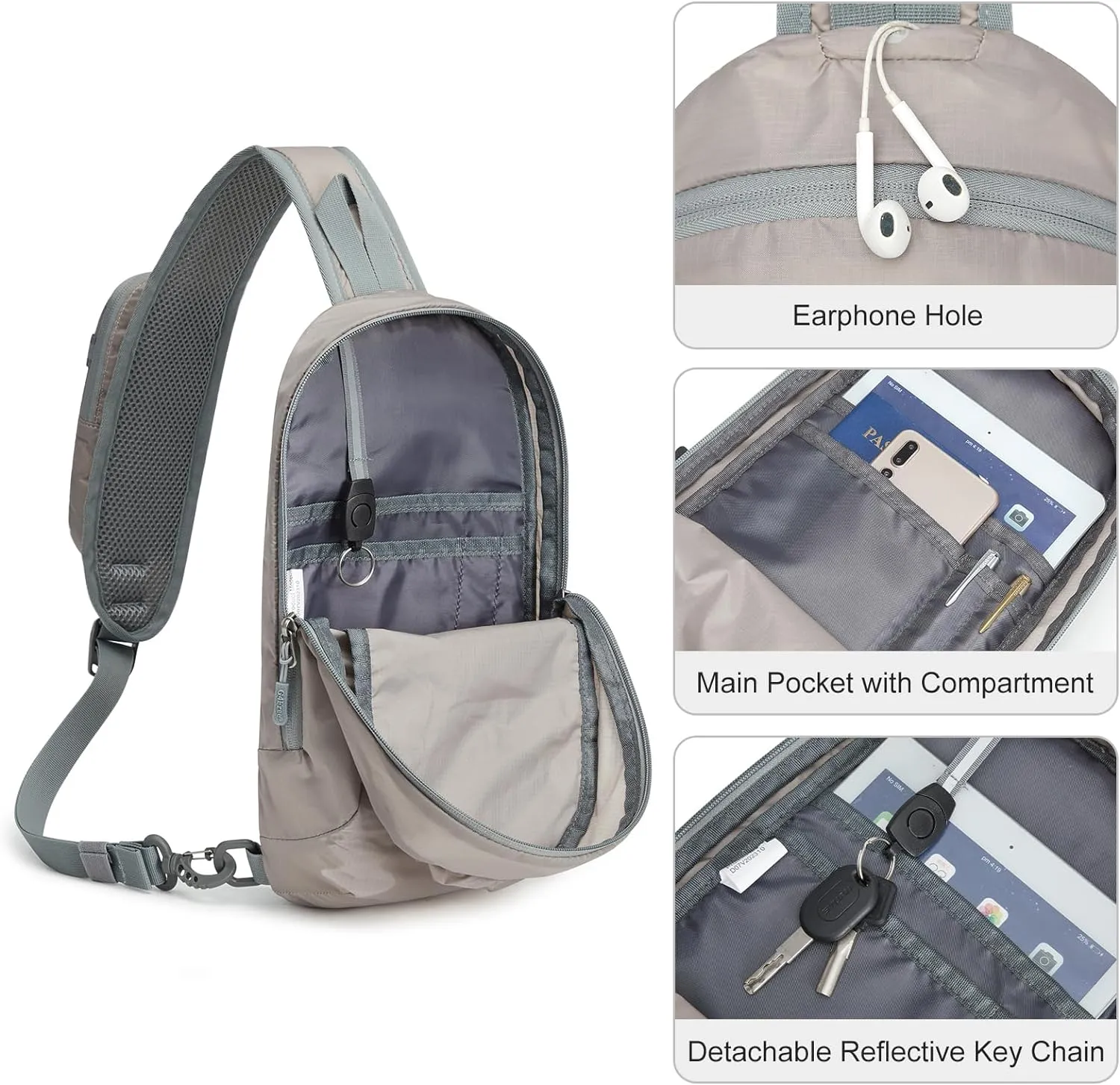 G4Free Sling Bag RFID Blocking Lightweight Crossbody Backpack Chest Shoulder Bag for Travel Sports Running Hiking