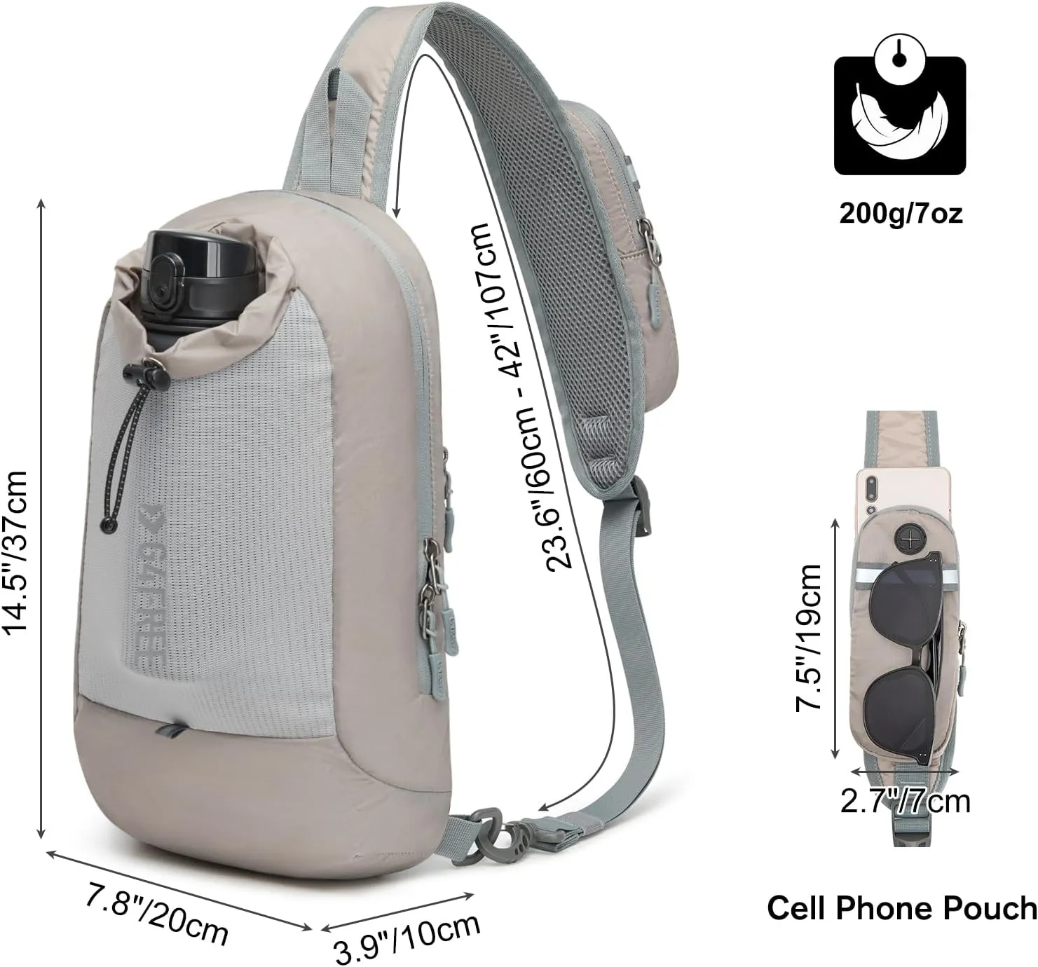 G4Free Sling Bag RFID Blocking Lightweight Crossbody Backpack Chest Shoulder Bag for Travel Sports Running Hiking