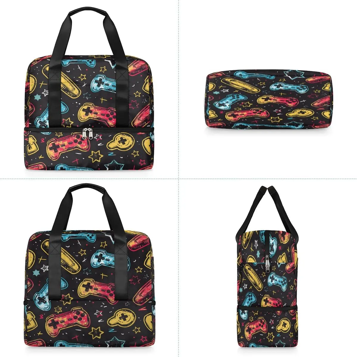 Game Controller theme Travel Duffel Bag Dry Wet Separated Sports Tote Travel Duffle Bag Gym Workout Bag Women Travel Duffel Bag for Women, Travel, Gym, Work