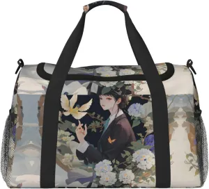 Gardenia Flowers Birds print Personal Item Bag Carry on Bag Underseat Travel Duffel Bags Gym Carry On Sports Bags