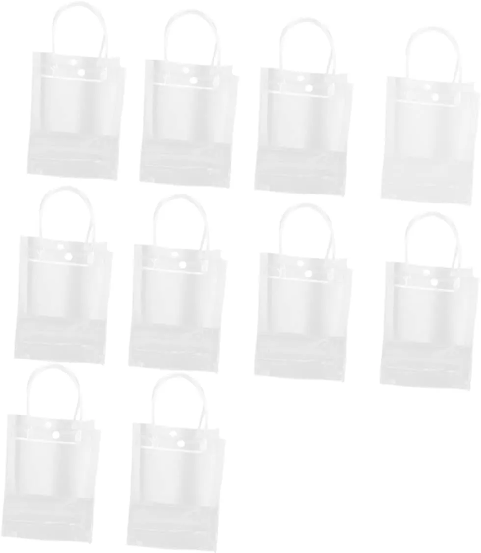 Gatuida 10pcs Large Tote Bag Pvc Organizer Handle Simple Handbag Packaging Bag for Outdoor Travel