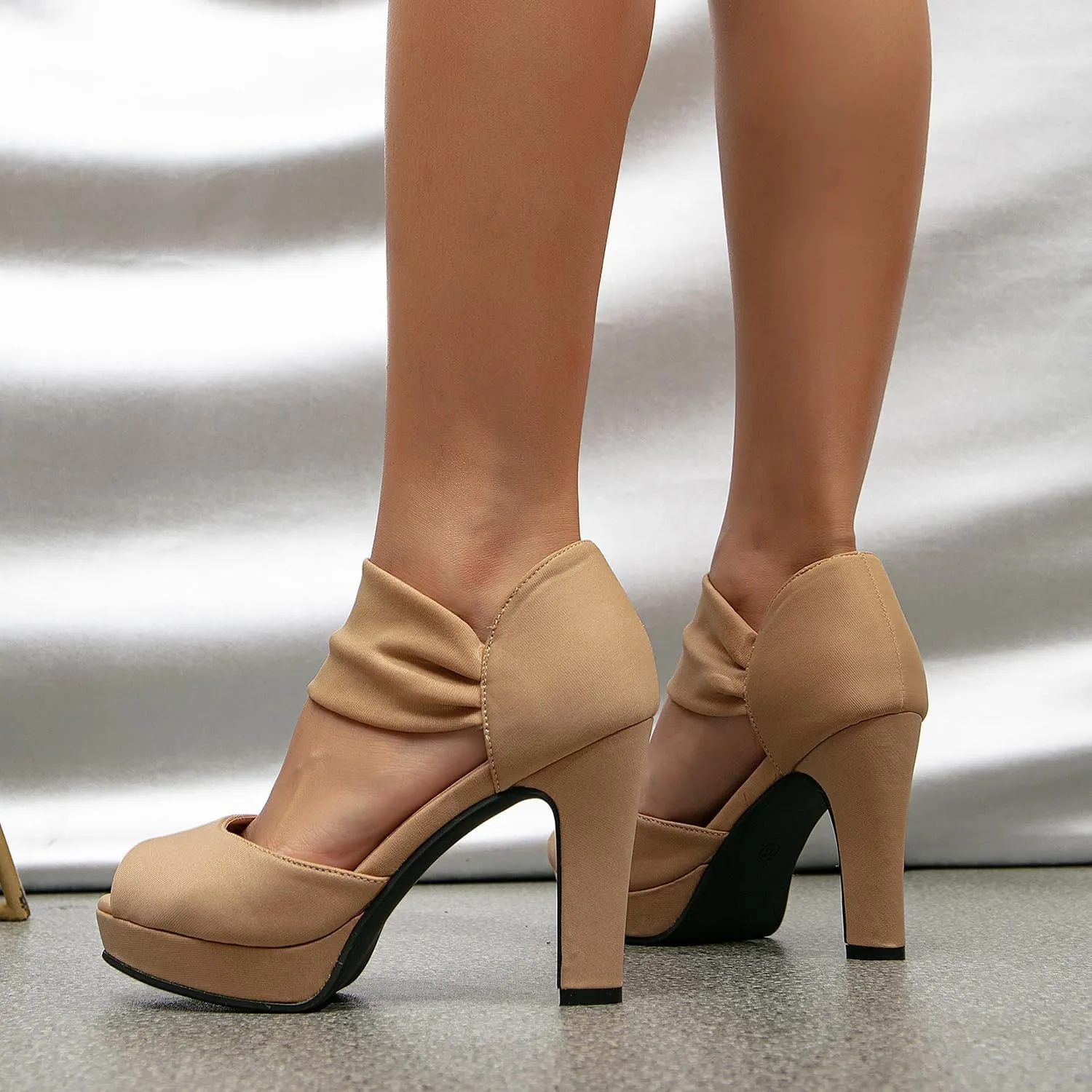 GATUXUS Women's Chunky High Heels Sandals Open Toe Platform Ankle Strappy Sandals Dress Shoes
