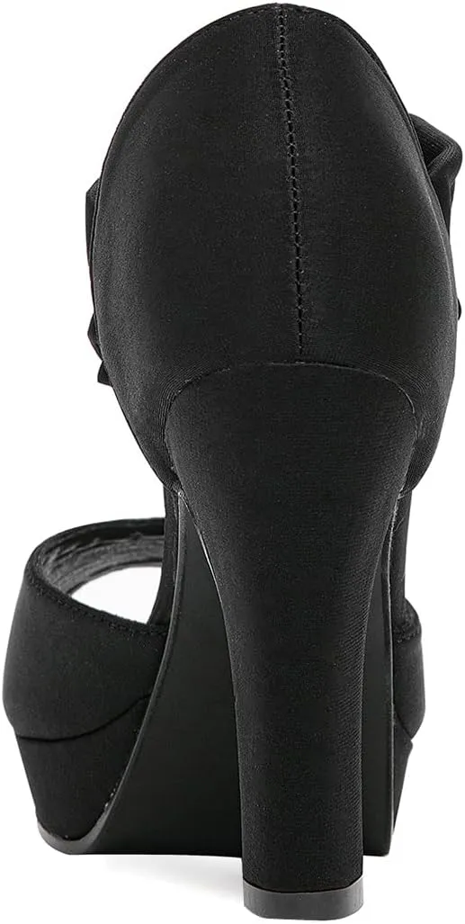 GATUXUS Women's Chunky High Heels Sandals Open Toe Platform Ankle Strappy Sandals Dress Shoes