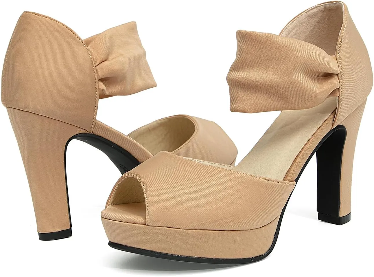 GATUXUS Women's Chunky High Heels Sandals Open Toe Platform Ankle Strappy Sandals Dress Shoes