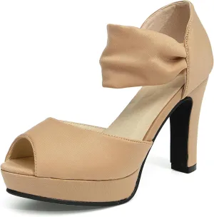 GATUXUS Women's Chunky High Heels Sandals Open Toe Platform Ankle Strappy Sandals Dress Shoes